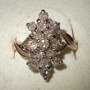 10Kt Yellow Gold Full-Carat Champagne Diamond “Star” Cluster Ring